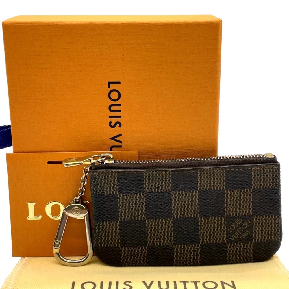 Auth Louis Vuitton Damier Ebene Pochette Cles  Coin Case W/Box